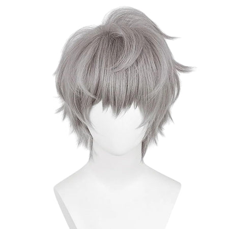 Unisex Short Blonde Wig for Cosplay Costumes Synthetic Fiber Wig with Bangs Halloween Party Anime Wig