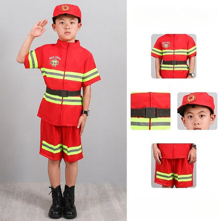 Children's Firefighter Performance Costume Kids Sets Boys and Girls Cosplay Fireman Clothes Festival Stage Show Clothes