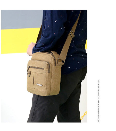 Canvas Shoulder Bag Men's New Korean Style Canvas Messenger Bag Outdoor Leisure Travel Portable Shoulder Bag Purse Handbag