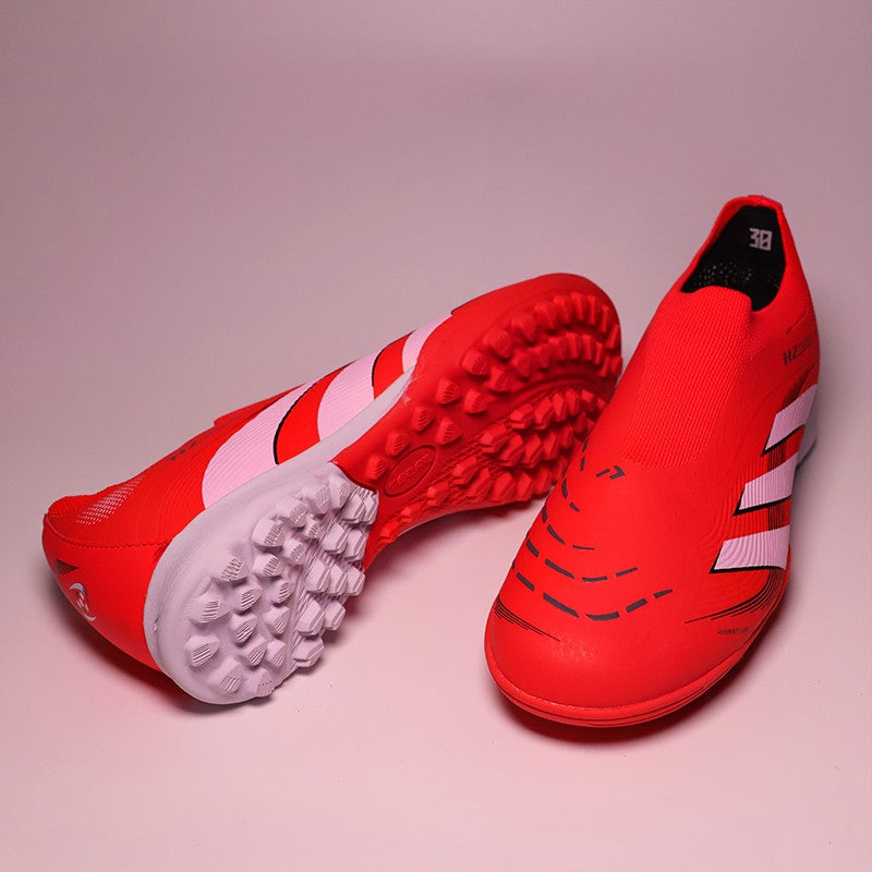 2503TF Without-Lace Mens Soccer Shoes SLIP-ON Non-Slip Turf Soccer Cleats for Kid TF/FG Training Football Boots Chuteira Campo