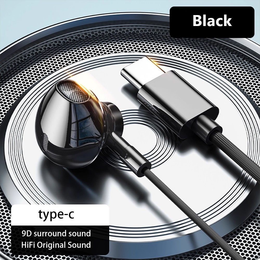 Wired Earphones USB Type C 3.5mm HiFi Headphones Bass Stereo With Volume Control Earbuds For Samsung Galaxy iPhone Huawei Xiaomi