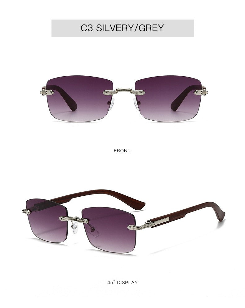 Vintage Frameless Sunglasses for Women Men Rectangle Sun Glasses Female Oval Eyewear Oculos De Sol for Male Female Eyeglasses