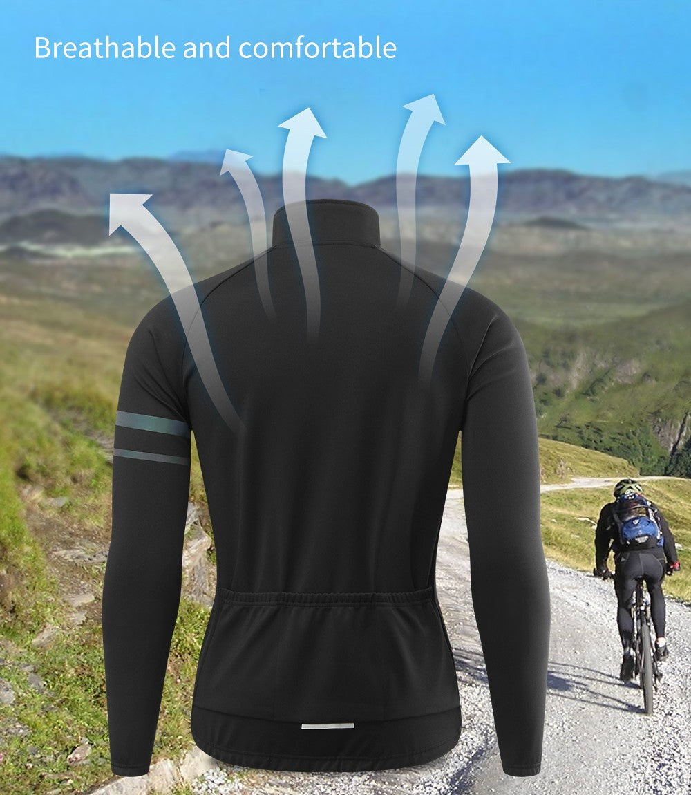 WOSAWE Men's Cycling Jersey Set Winter Fleece Cycling Jacket Pants Warm Long-sleeved Suit Bike Bicycle Jacket Riding Suit