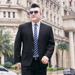 Fat Brother Big Size Pants Men's Suits Formal Business Dress Fashion Leisure Occupation 2 Piece Set Blazer Wedding Jackets S-9XL