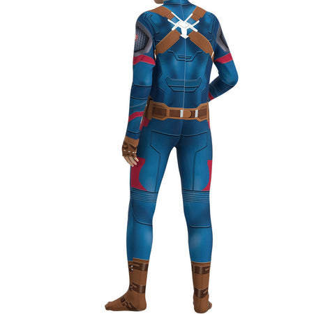 Halloween Cosplay Costume Captain Iron Long Sleeved Print Bodysuit Theme Party Role Playing Outfits for Adult Men