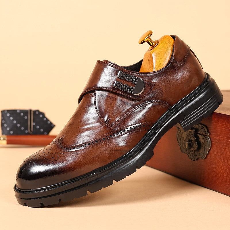 British Style New Oxford Shoes Men's Thick Soled Carved Blok Wedding Leather Shoes High-quality Designer Business Formal Loafers