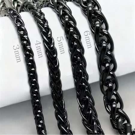 HNSP STAINLESS STEEL SILVER COLOR TWIST ROPE CHAIN NECKLACE FOR MEN Women HIP HOP PUNK Jewelry Accessories 3/4/5/6/8MM Thick