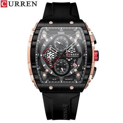 CURREN Fashion men watch brand unique square design luxury quartz sports tape watches men waterproof