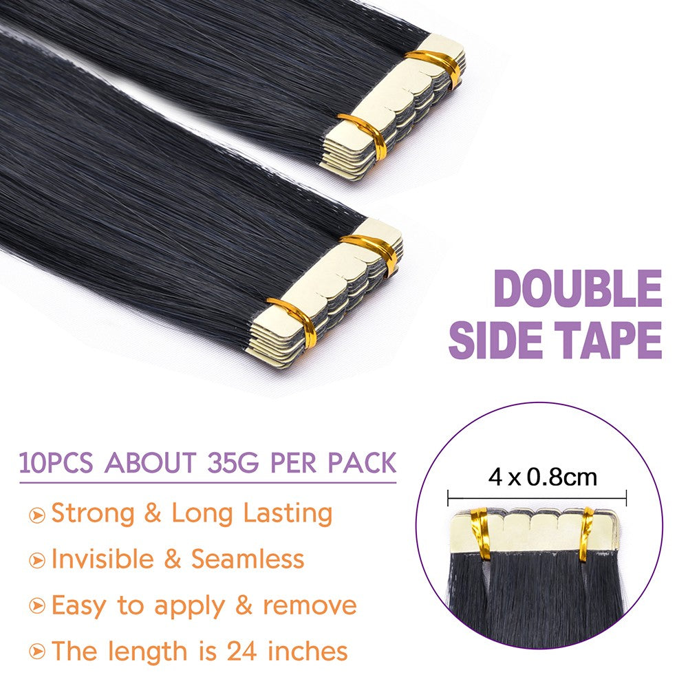 Synthetic Straight Tape In Hair Extensions 10pcs Natural Hair Extension 24inch For Women Invisible Double Sided Free Style