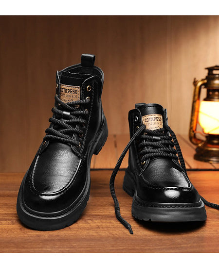 Hot Sale Brown Men's Boots Comfort Outdoor Men Motorcycle Boots Casual Lace-Up Ankle Boots Man Platform Boots botas para hombre