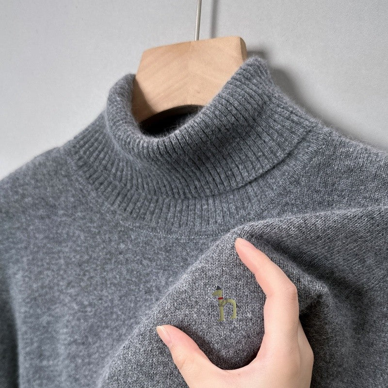 Hot Sales Autumn Winter New Men's Long Sleeve High Neck Pullover Sweater Luxury Quality Print Soft Warm Knitted Fashion Menswear