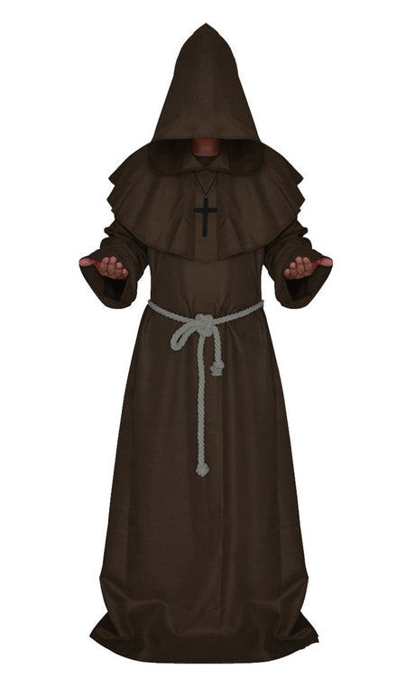 Halloween Wizard Cosplay Medieval Monk Hooded Robe Costume Mask Hat For Men Steampunk Priest Horror Masquerade Unisex Cloak Cape