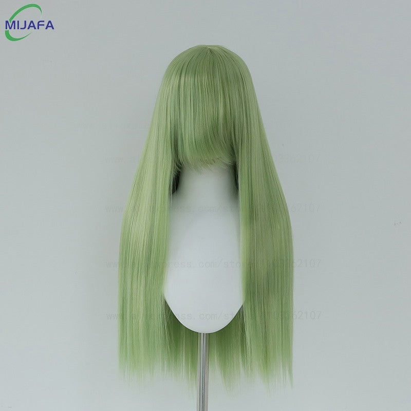 Very High Quality 400g 48 Colors 24Inch 60cm Long Straight Cosplay Wig With Bangs Heat Resistant Hair Anime Wigs + Wig Cap