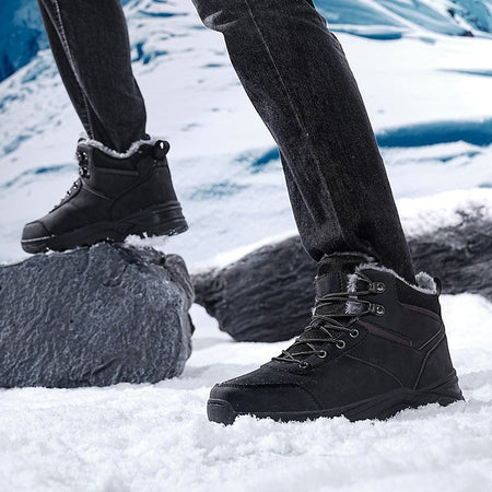 New Autumn and Winter High-Top Thick-Soled Fleece-Lined Men's Snow Boots, Outdoor Hiking Shoes, Hunting Boots, Hiking Boots