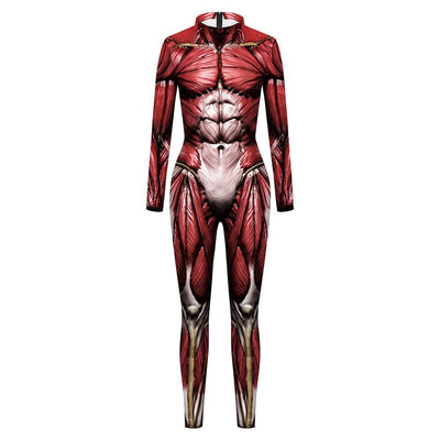 [You're My Secret] Halloween Cosplay Costumes for Men Women 3D Printed Muscle Elastic Human Anatomy Body Bodysuit Jumpsuit