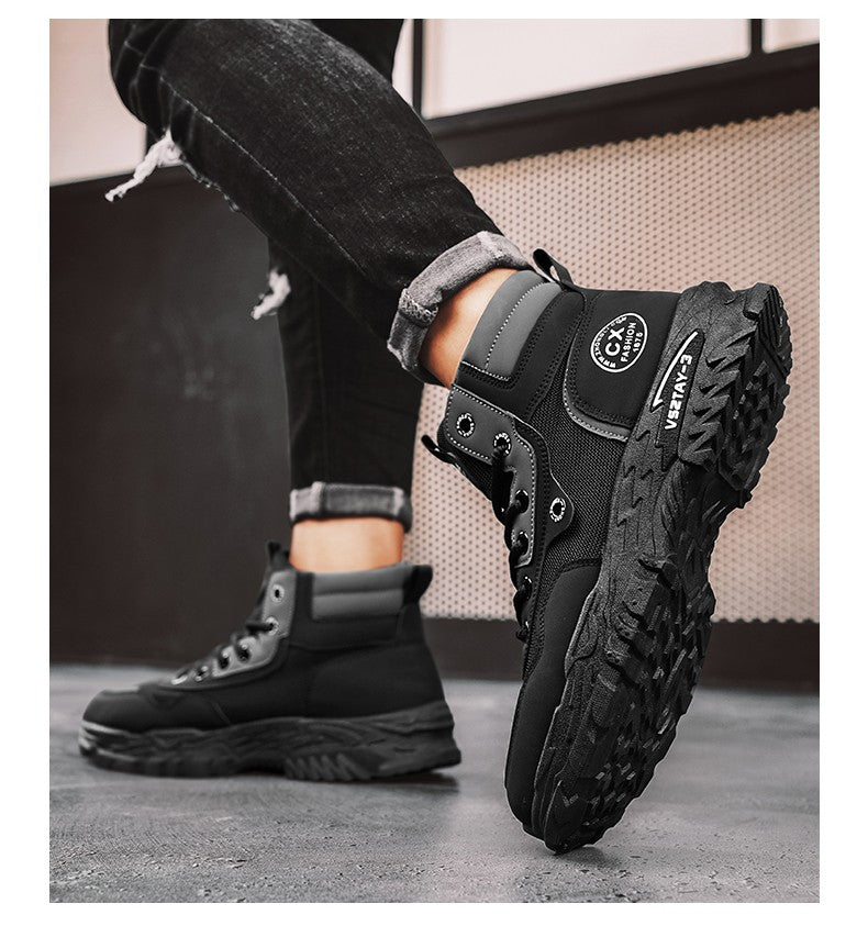 Men's work boots winter lace-up men's shoes warm safety platform size 44 Promotion designer anti-slip fashion