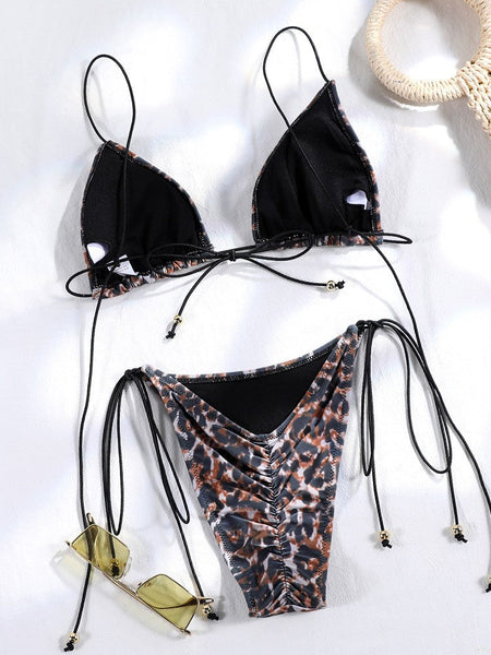 Brown Color Bikinis Bow Swimwear Women'S Summer Swimsuit 2025 Sexy Bikini Set Low Waist Beachwear Push Up Bathing Suits