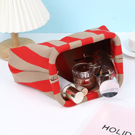 Ladies Crochet Clutch Purses Contrast Color Beach Bags Summer Woven Bags Women's Knitted Dumpling Bag Female Chic Colorblock Bag