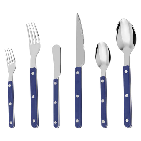 6Pcs Stainless Steel Flatware Set Rivet Design Finely Polished Knife Fork and Spoon Silverware for Kitchen Restaurants Gathering