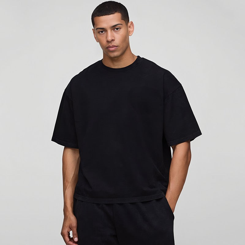 Summer Loose Sports Clothing Oversized Boxy Crew Neck T-shirt Mens Heavyweight 240GSM 100% Cotton Half Sleeve T-Shirts Clothing