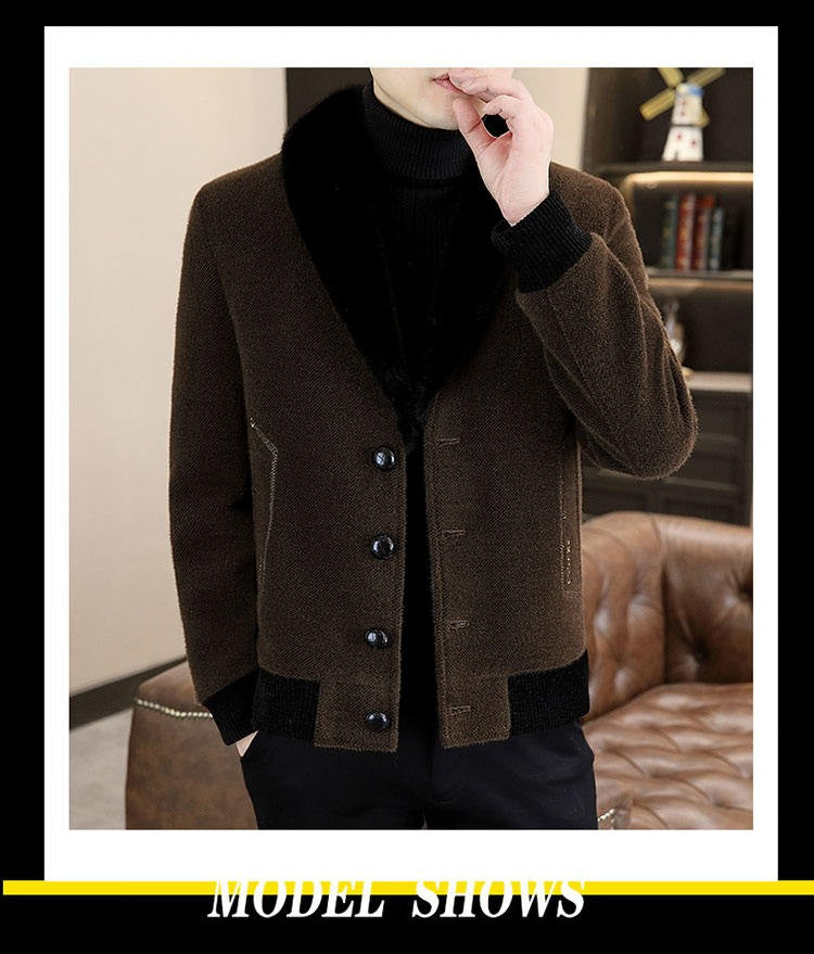 2024 Winter Woolen Jacket for Men Thick and Plush Warm Lapel Trench Coat Casual Business Wool Blends Social Streetwear Overcoat