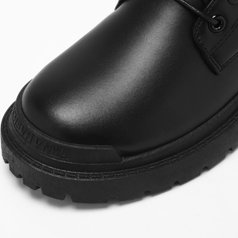Black Men's Casual Leather Boots Fashion Winter Men Work Boot Mens Shoes Non-slip Designer High Top Ankle Boots Motorcycle Shoes