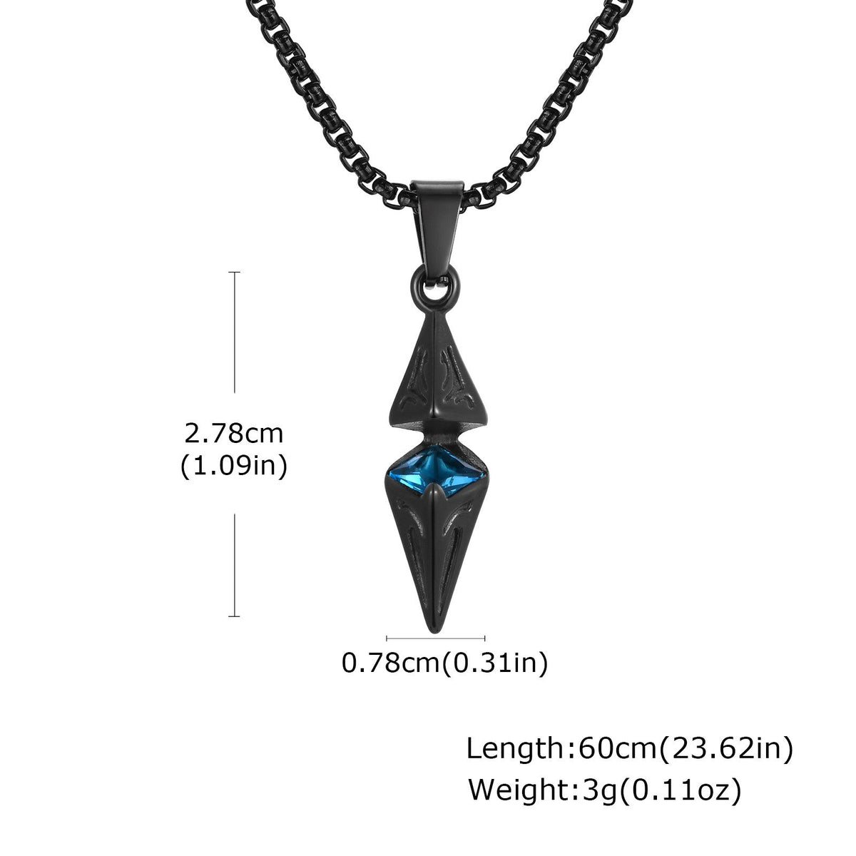 Vnox Stylish Blue Stone Necklaces for Men, Stainless Steel Cube Geometric Pendant Collar Jewelry, Birthday Party Gifts for Him