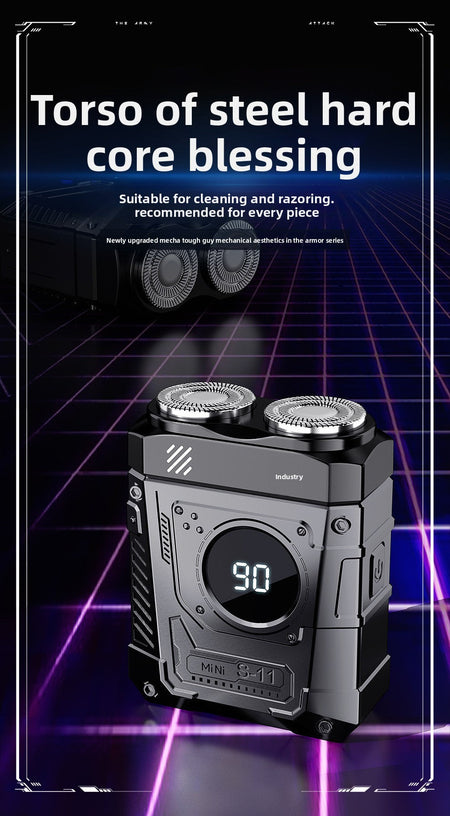 Powerful Dual Blade Mini Electric Smart Shaver Digital Display Beard Trimmer Tool 36Db Household& Car