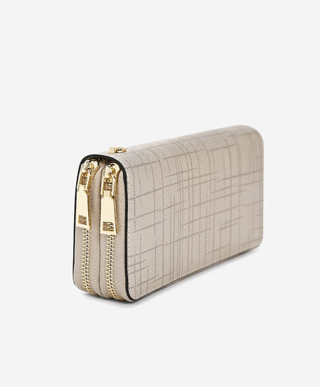 FOXER Split Leather Lady's Wallet Bifold Long Clutch Bag with Wristlet Fashion Card Holder Coin Purse Cellphone Money Bag