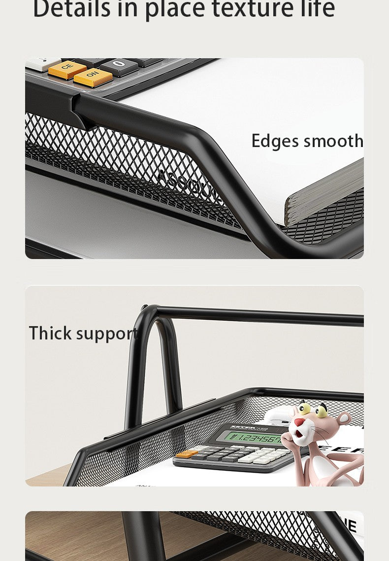 Mesh Letter Tray,Office Desk Paper Organizer with Sliding Trays for Desk Accessories, Office Supplies and File Storage, Black