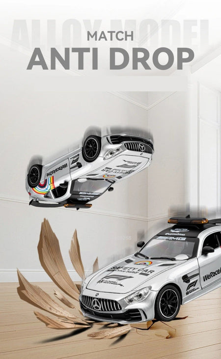1:24 GTR F1 Safety 300SL Sport Car Model Toy Alloy Diecast Sound Light Shock Absorption Miniature Vehicle Models Collection Gift