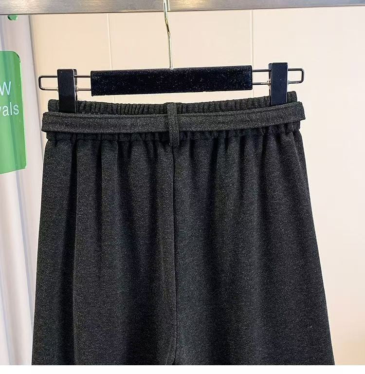 2025 Autumn Winter New All-match Fashionable Solid Color Elastic Waist Wide Leg Pants Women Clothes Casual Drawstring Trousers
