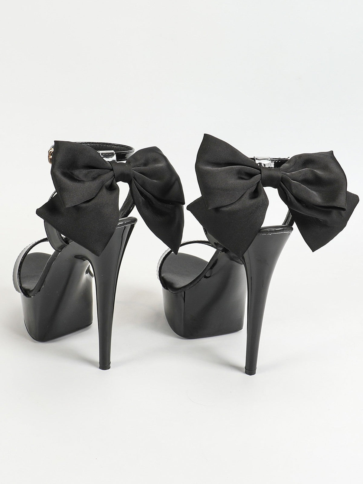 15CM Stiletto Runway Model Shoes 2024 New Summer Party Dress High Heels 5CM Platform Black Pole Dance Shoes Ladies Bow Sandals