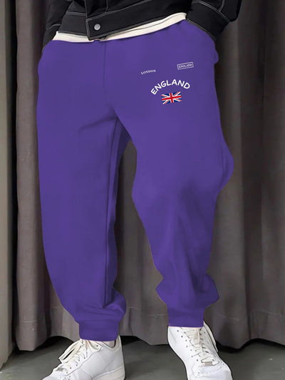 London England Union Printing Man Sweatpants Fashion Elastic Waist Pants Trendy Drawstring Pant Casual Warm Britches