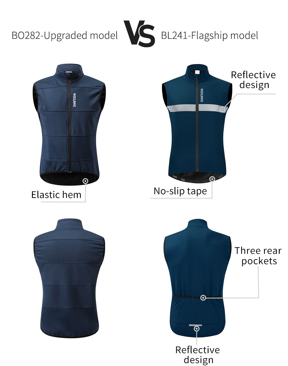 WOSAWE Cycling Jersey Set Winter Spring Vest Pants Sleeveless MTB Bicycle Clothing Warm Bike Jackets Thermal Fleece Suit
