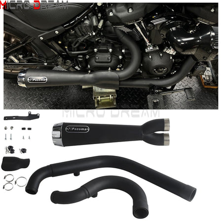 2-in-1 Stainless Steel Motorcycle Exhaust Muffler 1 3/4" to 2" Exhaust Pipes For Harley Low Rider ST Fat Bob FXFB FXFBS 2018-Up