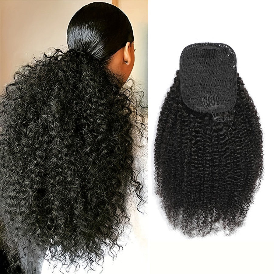 8-26 Inch Afro Kinky Curly Drawstring Ponytail Human Hair Extensions 3C 4A Brazilian Remy 100% Human Hair Ponytail For Women