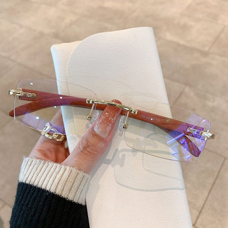 Rimless Square Sunglasses Women Men Luxury Brand Designer Popular Travel Driving Metal Leopard Head Sun Glasses Shade Eyewear