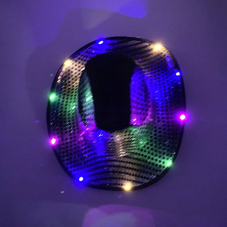 Wireless LED Western Cowboy Hat Light Up Cowboy Hat Disco Bride Pink Cowgirl Hat Concert NightClub Wedding Costumes Accessories