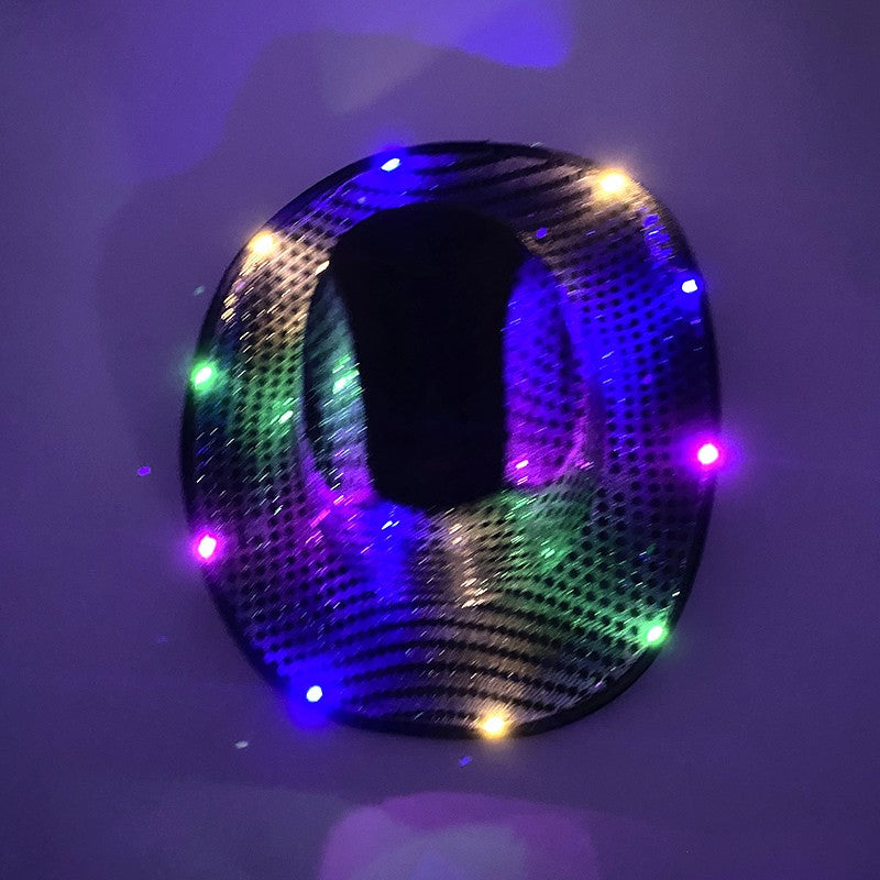 Wireless LED Western Cowboy Hat Light Up Cowboy Hat Disco Bride Pink Cowgirl Hat Concert NightClub Wedding Costumes Accessories