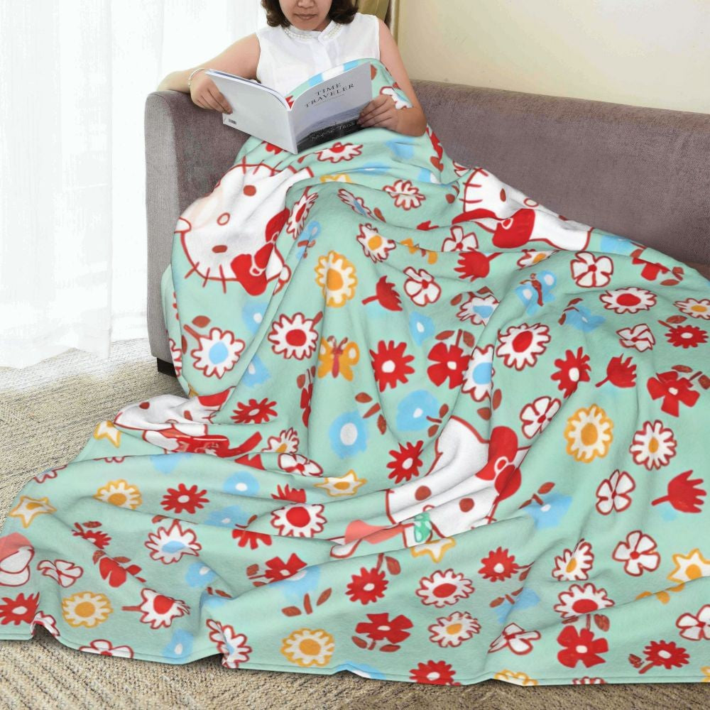 Christmas Hello Kitty Blankets Quality Warm Throw Blanket Winter Travel Office Couch Bed Graphic Bedspread
