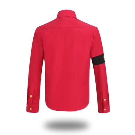 Michael Jackson Anti-War Military Shirt Men's Vintage Button Up Shirt With Epaulets Iconic Pop Star Cosplay Costume Outfit
