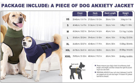 ATUBAN Dog Anxiety Vest Coat,Vet Visits and Separation-Keep Pet Calm,Dog Jacket for Thunder,Anti Anxiety Vest for Dogs and Cat
