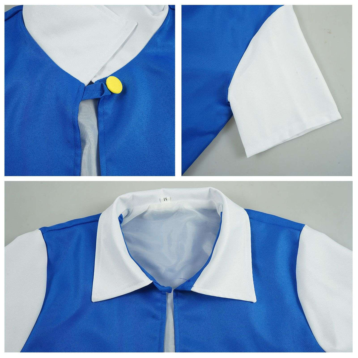 Men's Anime Trainer Cosplay Costume, Adult Ash Ketchum Outfit with Blue Jacket, Cap and Gloves, Unisex Halloween Party Disfraz