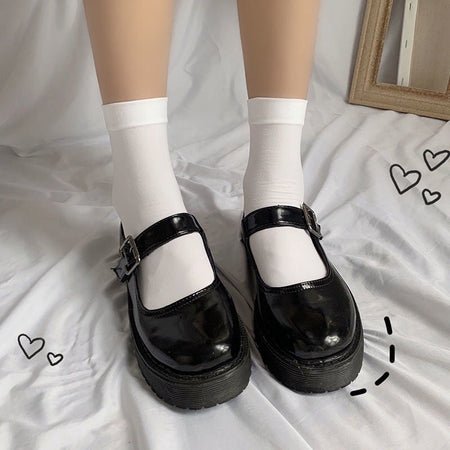 JK Women Black White Knee High Lolita Socks Lady Girls Over Knee Cute Long Sock Thin Breathable Solid Color Stockings For Women