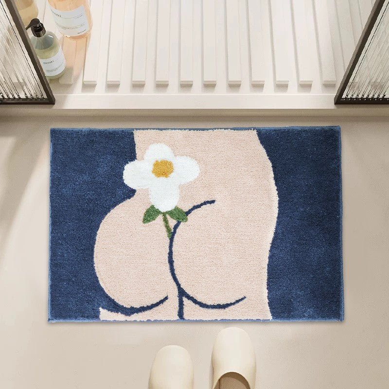 VIKAMA Bathroom Rug- Flannel Soft Toilet Door Mat - Bathroom Entrance Floor Mat - Bathroom Sink Area Carpet Home Decoration