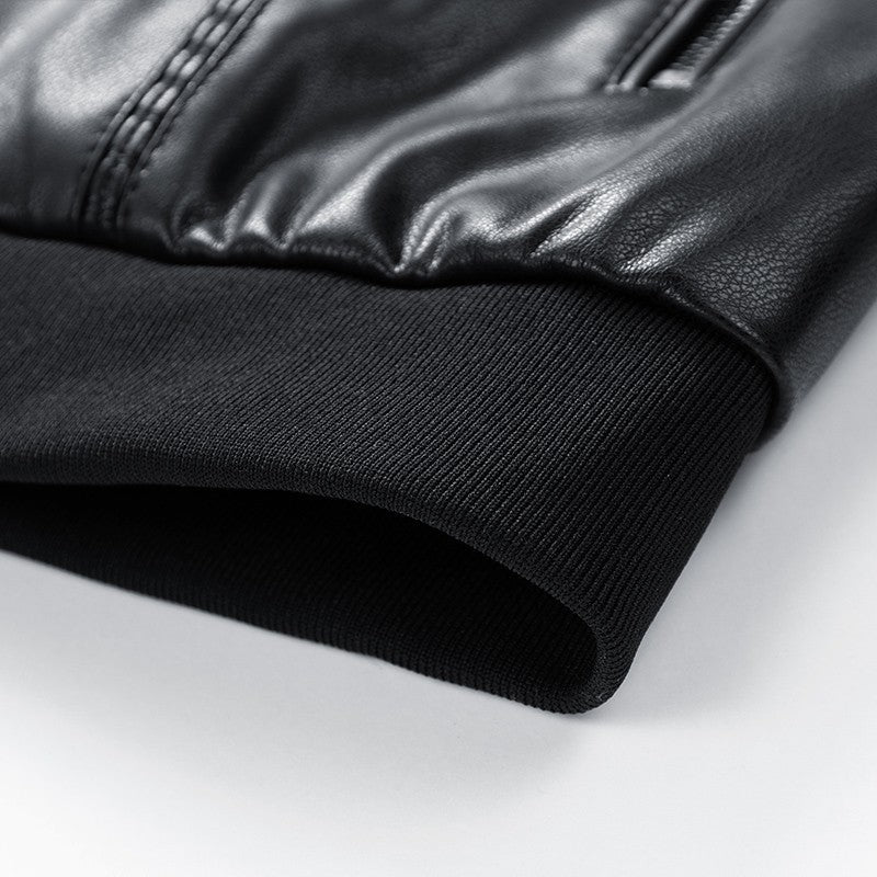 Leather Jacket Men Coats Windproof Oversized 6XL 7XL 8XL Plus Size Autumn Motorcycle Travel Fleece Black Zipper Winter Overcoat