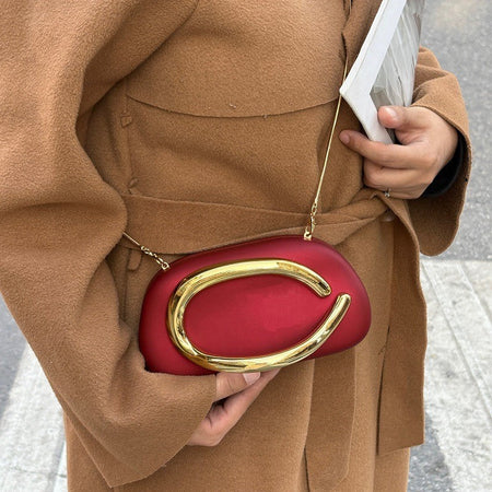 Brand Z Clutch Bag Metal Handle Design Luxury Evening Lipstick Bag Round Box Chain Bag Elegant Woman Shoulder Messenger Bags