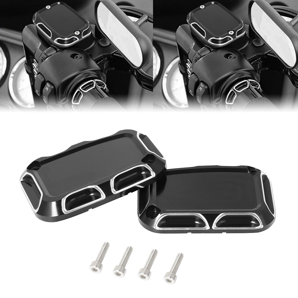 Motorcycle CNC Brake Reservoir Master Cylinder Cover F&R For Harley Touring Road King Street Electra Glide Ultra V-Rod Night Rod