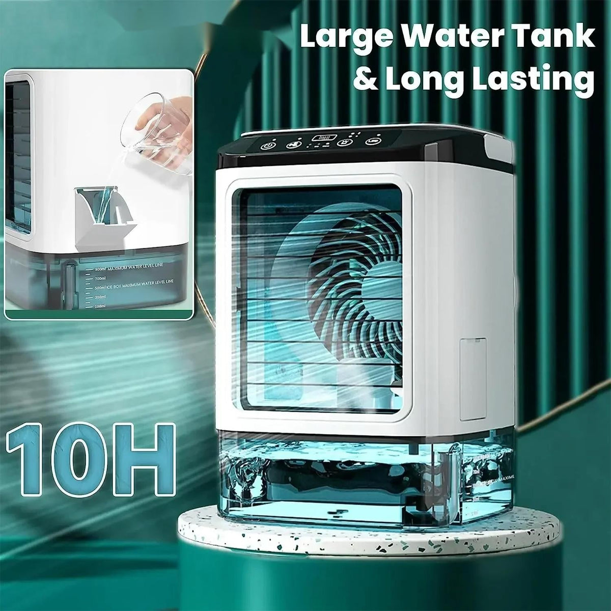 Air Conditioner Portable Fan Desktop Dual Spray Ultrasonic Atomization 3-Speed Mute Air Cooler Night Light Electric Fan for Home